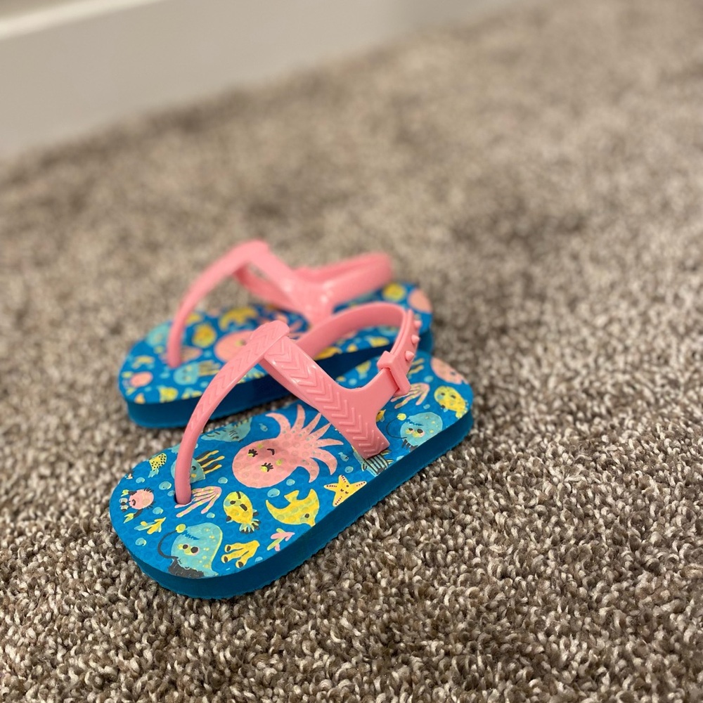 Juncture Multi Color Sea Creature Toddler Girl Flip Flop Sandals